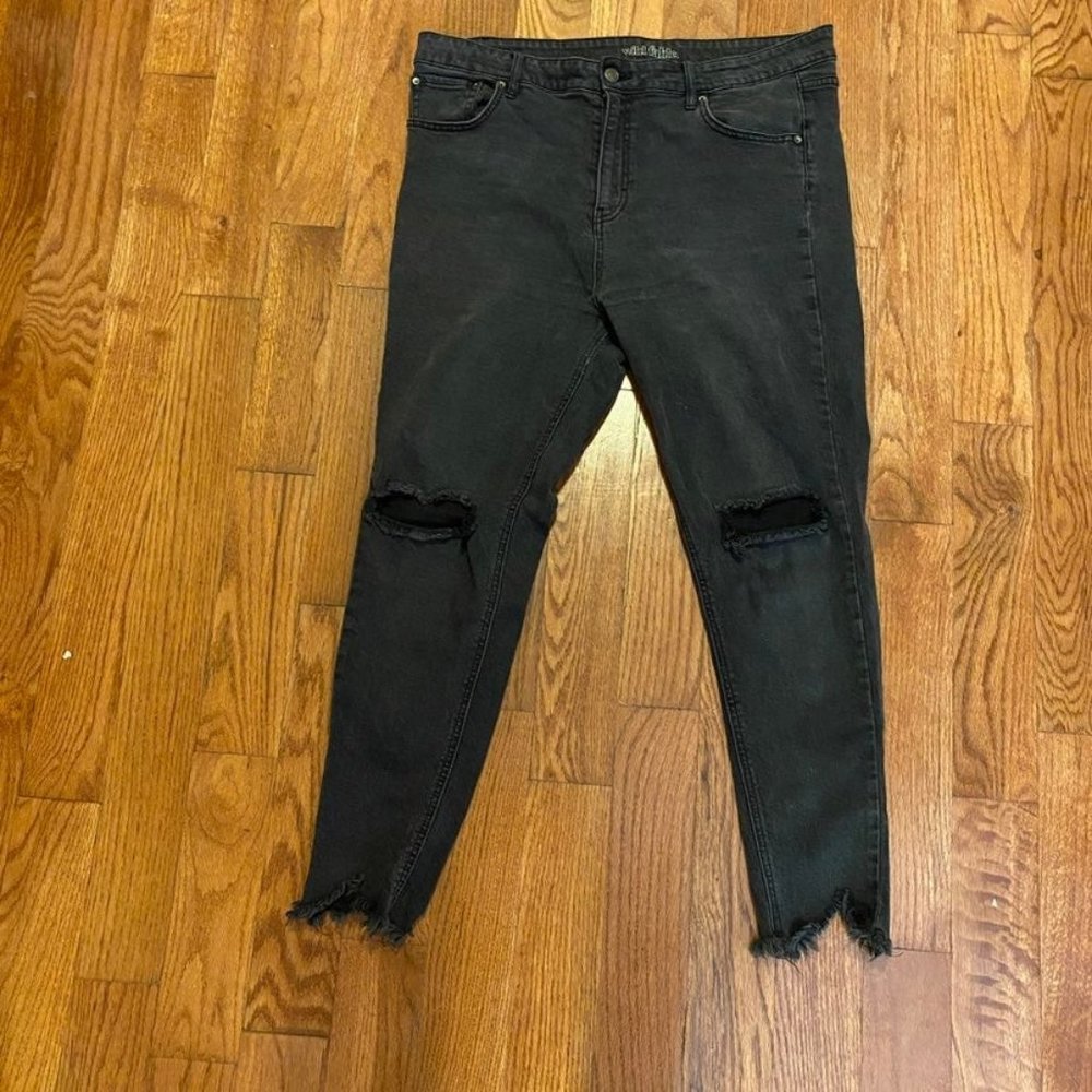 Cropped distressed black jeans wild fable